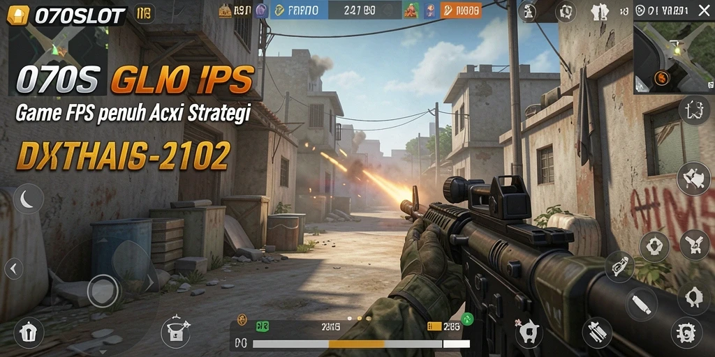 Screenshot gameplay 070SLOT yang menampilkan aksi tembak-menembak yang intens.