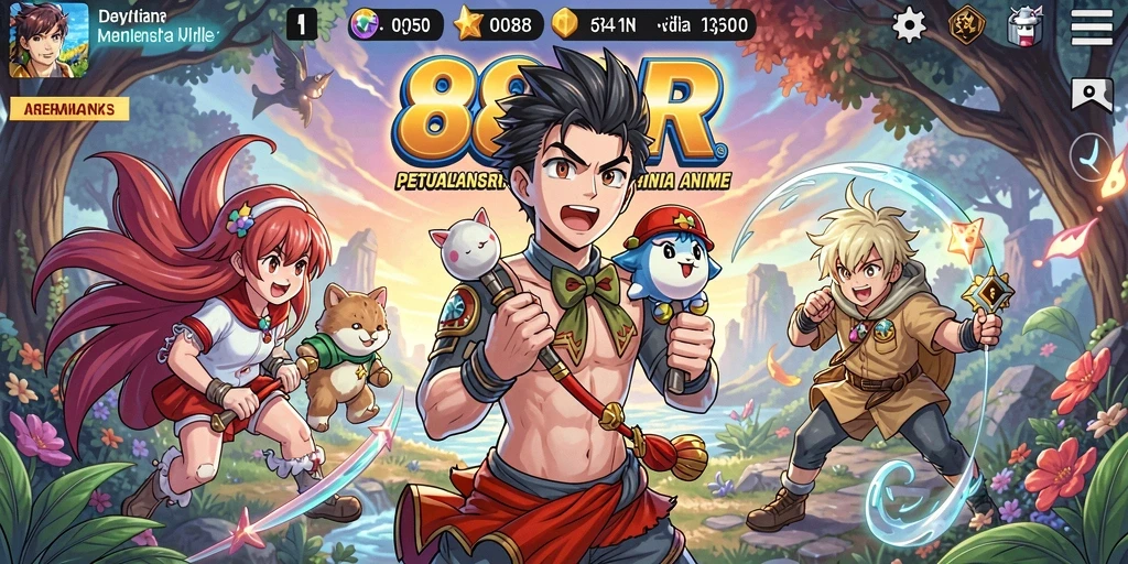 Tampilan gameplay seru dalam dunia anime yang menakjubkan.