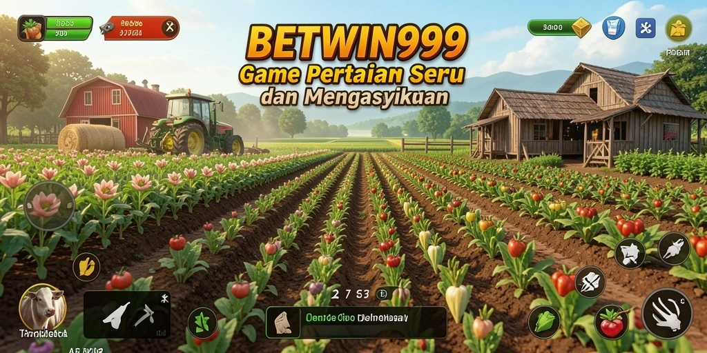 Screenshot BETWIN999 menampilkan kebun yang indah dan tanaman yang subur.