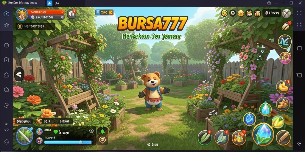 Tampilan screenshot BURSA777 menunjukkan ladang subur dengan beragam tanaman.
