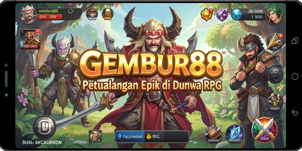 Screenshot utama GEMBUR88 menampilkan aksi seru dalam dunia RPG.