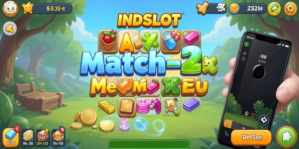 Tampilan gameplay <strong>INDSLOT</strong> yang seru dan penuh warna dalam genre Match-3.