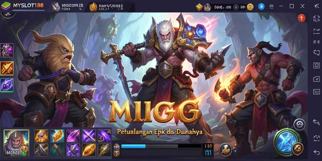 Tampilan gameplay menakjubkan dari MYSLOT188 yang menggambarkan pertempuran epik.