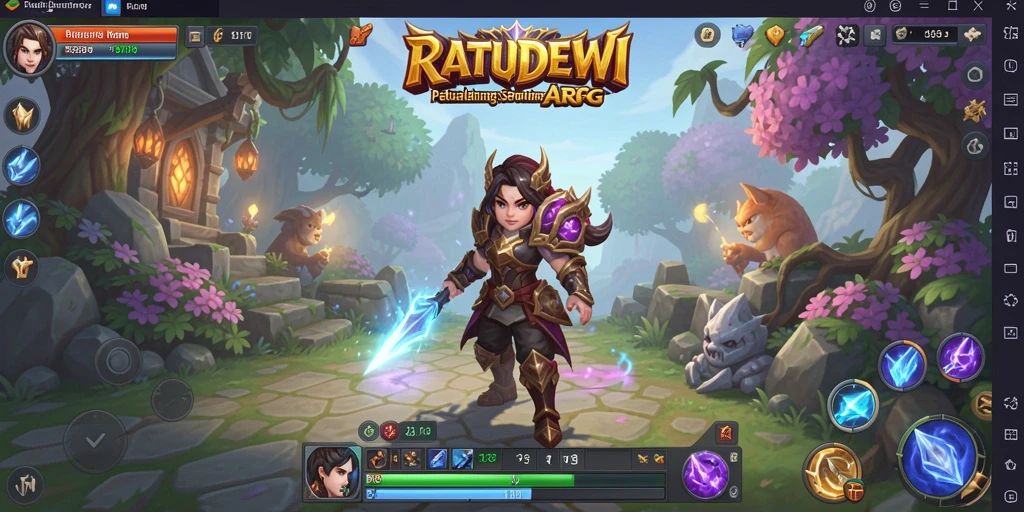 Screenshot utama RATUDEWI menampilkan aksi pertarungan yang mendebarkan dalam dunia fantasi.