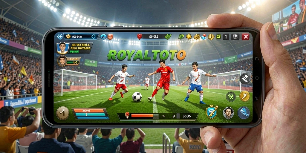 Tampilan gameplay menarik dalam ROYALTOTO dengan aksi sepak bola seru.