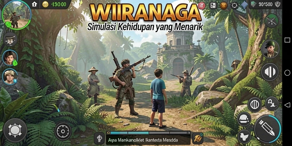 Tampilan gameplay WIRANAGA yang menggembirakan dan interaktif.