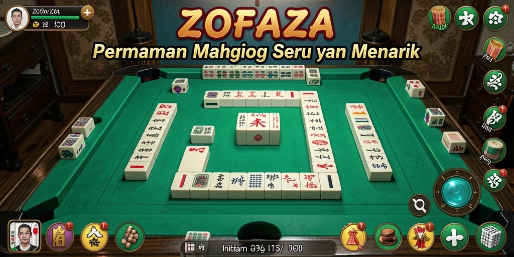 Tampilan gameplay ZOFAZA menampilkan keseruan permainan Mahjong yang menantang.